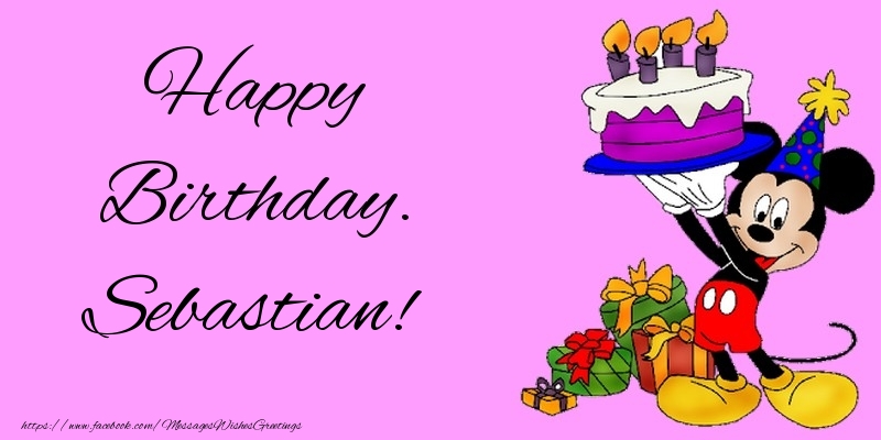 Greetings Cards for kids - Animation & Cake | Happy Birthday. Sebastian