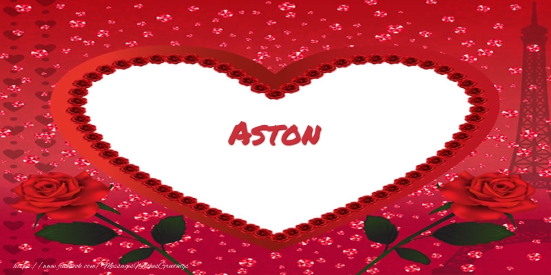 Greetings Cards for Love - Name in heart  Aston