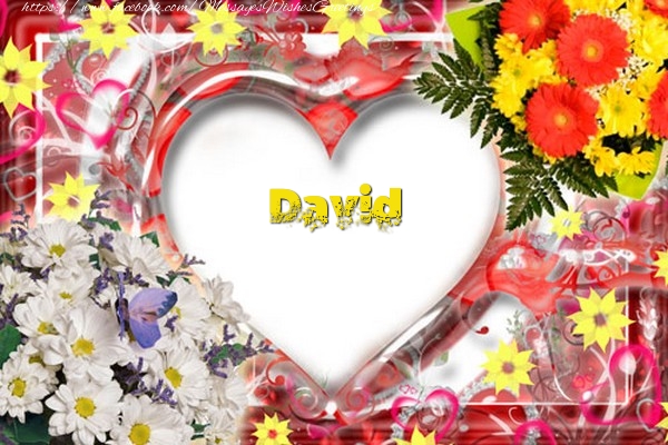 Greetings Cards for Love - Flowers & Hearts | David