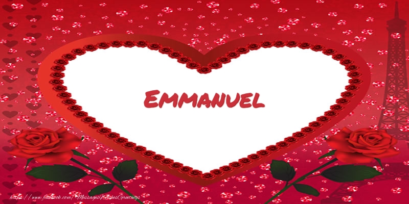 Greetings Cards for Love - Name in heart  Emmanuel