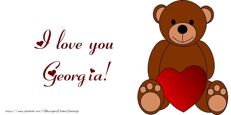Greetings Cards for Love - Bear & Hearts | I love you Georgia!