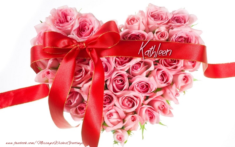 Greetings Cards for Love - Flowers & Hearts | Name on my heart Kathleen