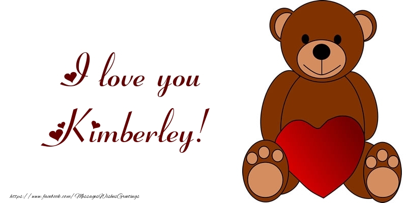 Greetings Cards for Love - Bear & Hearts | I love you Kimberley!