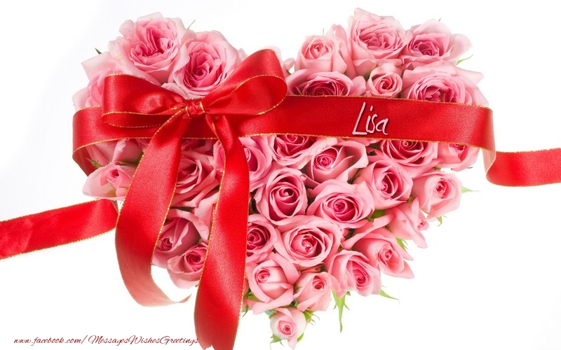 Greetings Cards for Love - Flowers & Hearts | Name on my heart Lisa