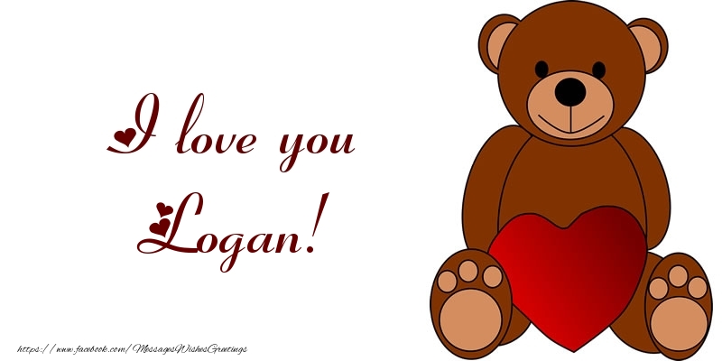 Greetings Cards for Love - Bear & Hearts | I love you Logan!