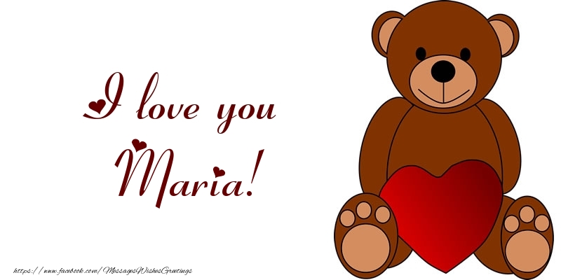  Greetings Cards for Love - Bear & Hearts | I love you Maria!