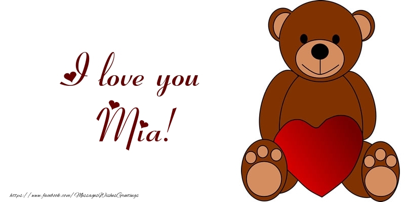 Greetings Cards for Love - Bear & Hearts | I love you Mia!