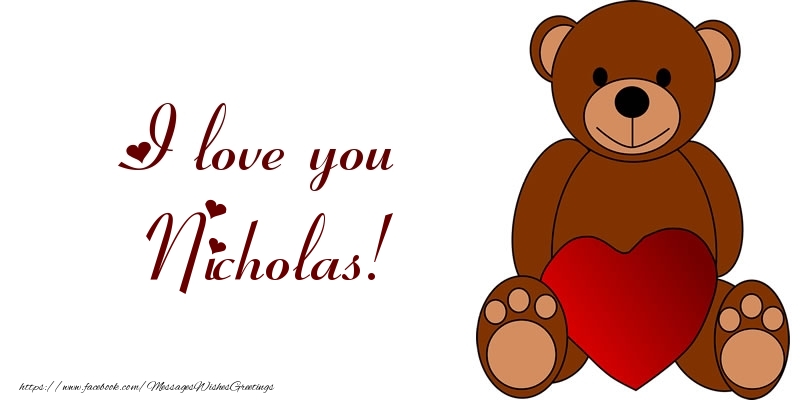  Greetings Cards for Love - Bear & Hearts | I love you Nicholas!