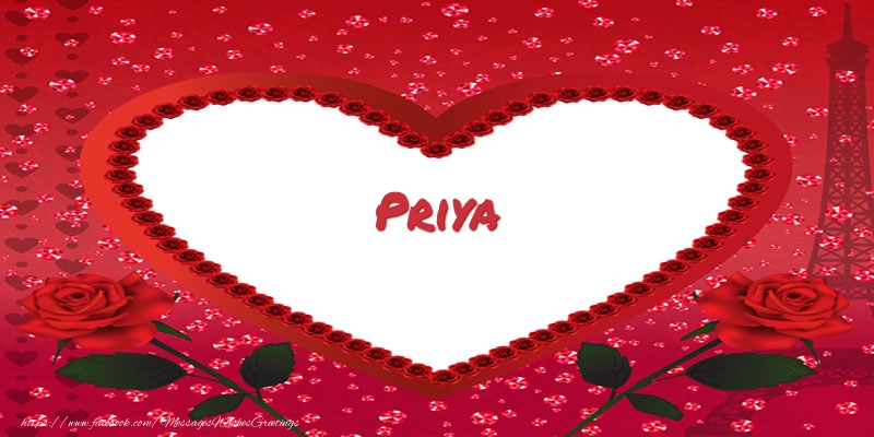 Greetings Cards for Love - Name in heart  Priya
