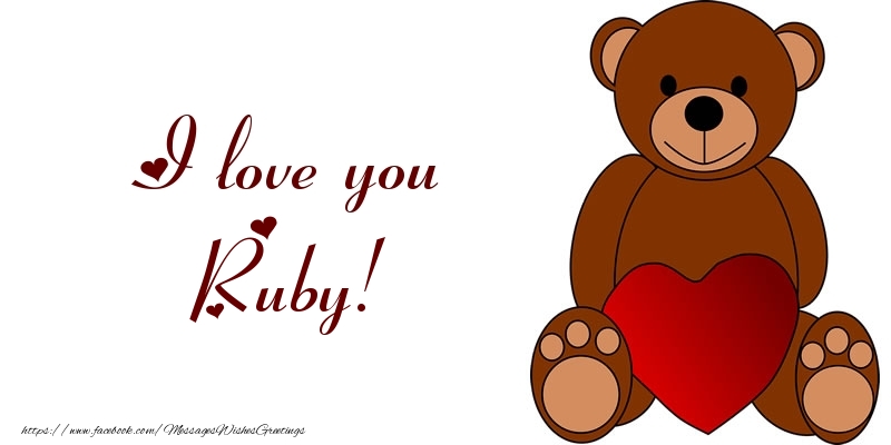 Greetings Cards for Love - Bear & Hearts | I love you Ruby!