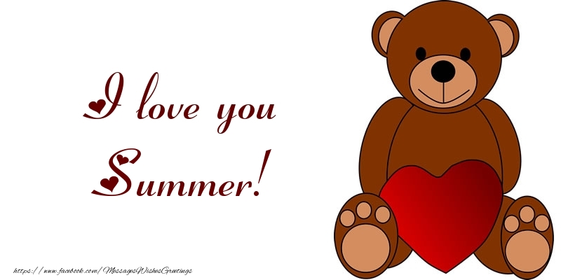 Greetings Cards for Love - Bear & Hearts | I love you Summer!