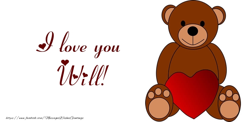 Greetings Cards for Love - Bear & Hearts | I love you Will!