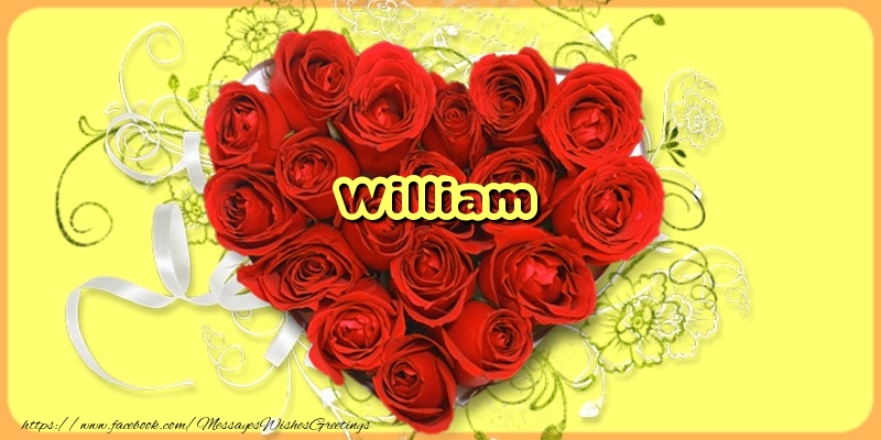 Greetings Cards for Love - Hearts & Roses | William