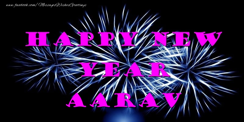 Greetings Cards for New Year - Fireworks | Happy New Year Aarav