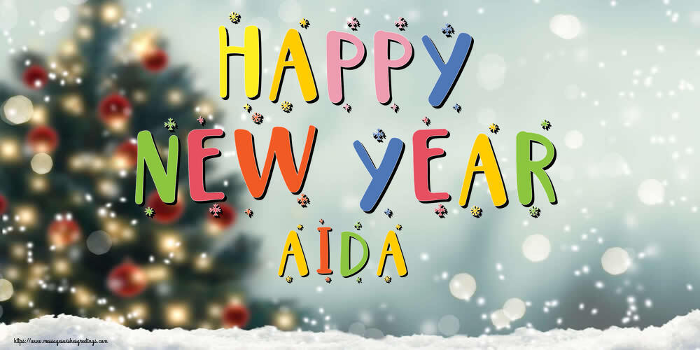 Greetings Cards for New Year - Christmas Tree | Happy New Year Aida!