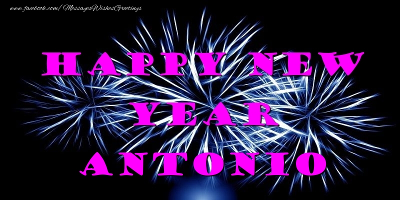 Greetings Cards for New Year - Fireworks | Happy New Year Antonio