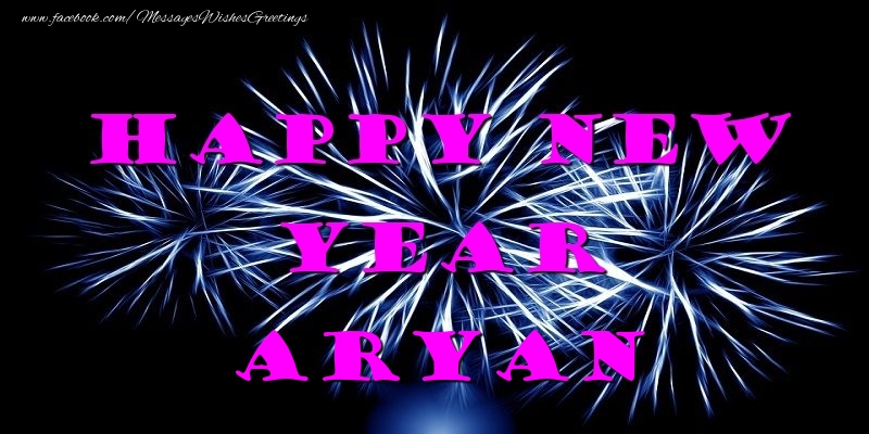 Greetings Cards for New Year - Fireworks | Happy New Year Aryan