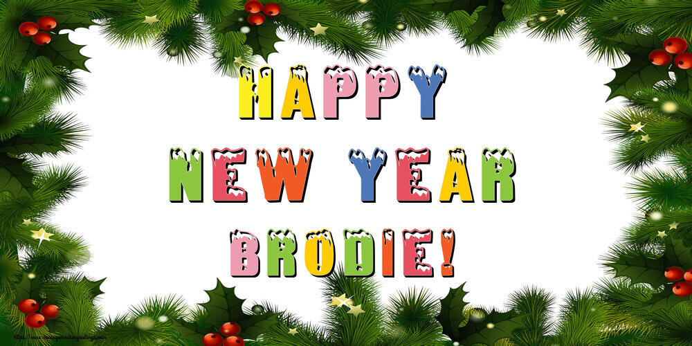 Greetings Cards for New Year - Happy New Year Brodie!