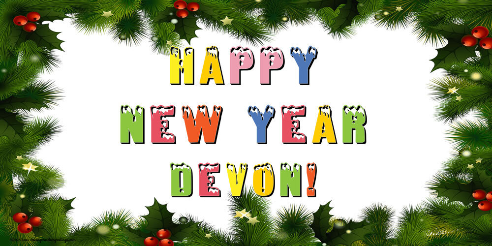 Greetings Cards for New Year - Happy New Year Devon!