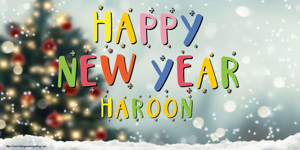 Greetings Cards for New Year - Christmas Tree | Happy New Year Haroon!