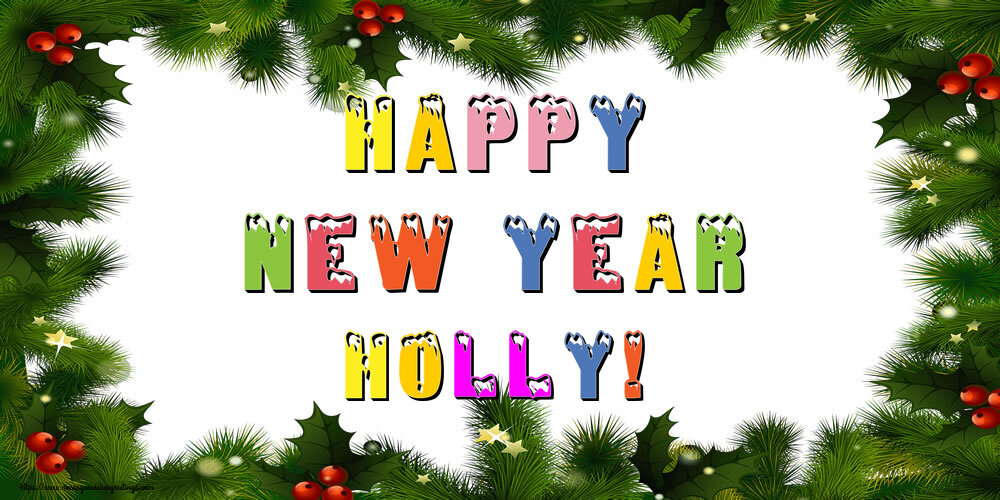 Greetings Cards for New Year - Christmas Decoration | Happy New Year Holly!