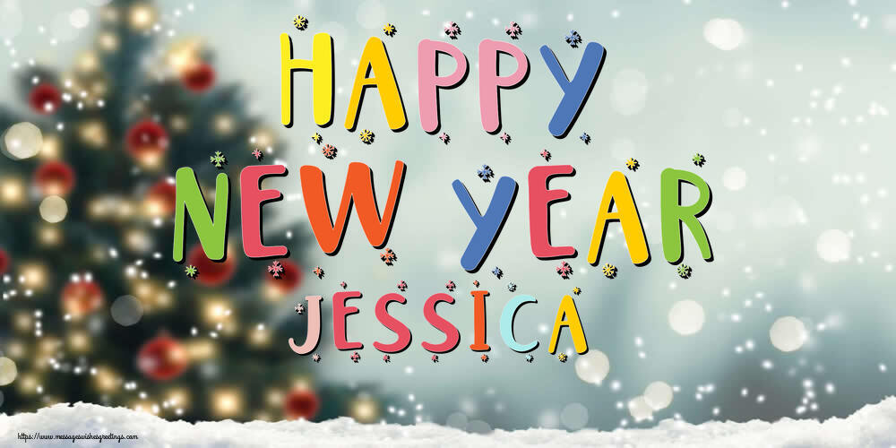 Greetings Cards for New Year - Christmas Tree | Happy New Year Jessica!