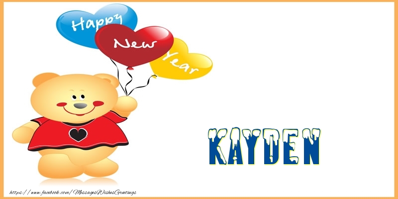 Greetings Cards for New Year - Happy New Year Kayden!