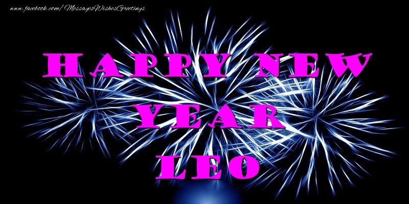 Greetings Cards for New Year - Fireworks | Happy New Year Leo
