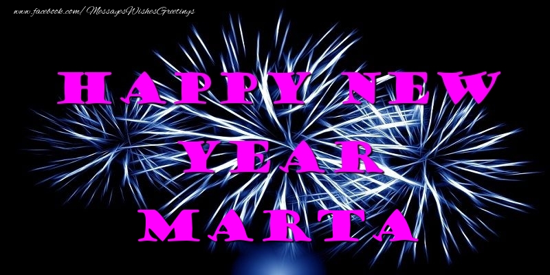 Greetings Cards for New Year - Fireworks | Happy New Year Marta
