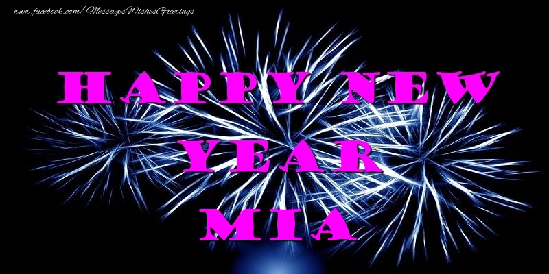 Greetings Cards for New Year - Fireworks | Happy New Year Mia