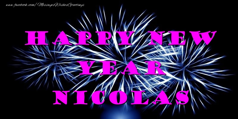 Greetings Cards for New Year - Fireworks | Happy New Year Nicolas