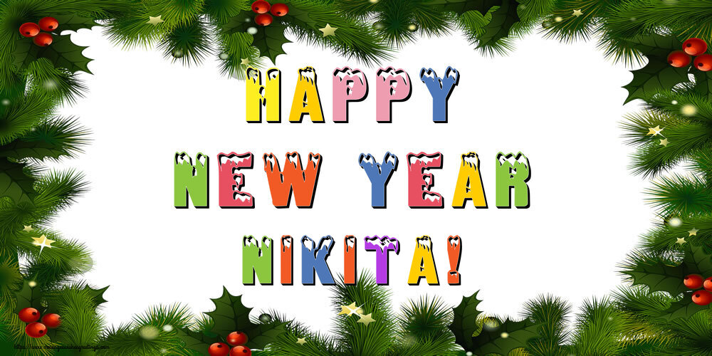 Greetings Cards for New Year - Christmas Decoration | Happy New Year Nikita!