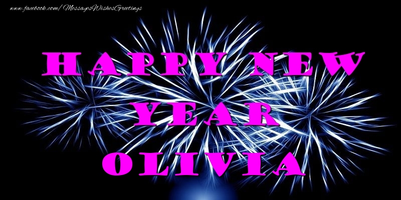 Greetings Cards for New Year - Fireworks | Happy New Year Olivia
