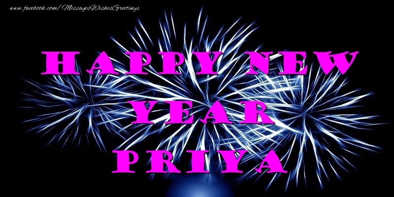 Greetings Cards for New Year - Happy New Year Priya