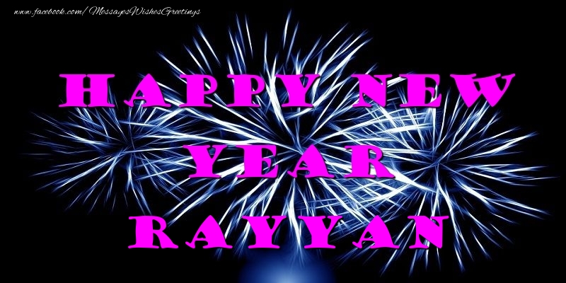 Greetings Cards for New Year - Fireworks | Happy New Year Rayyan
