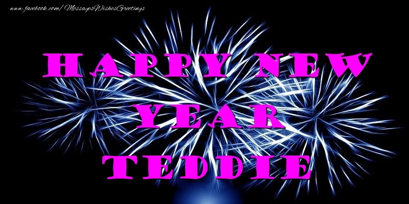  Greetings Cards for New Year - Fireworks | Happy New Year Teddie