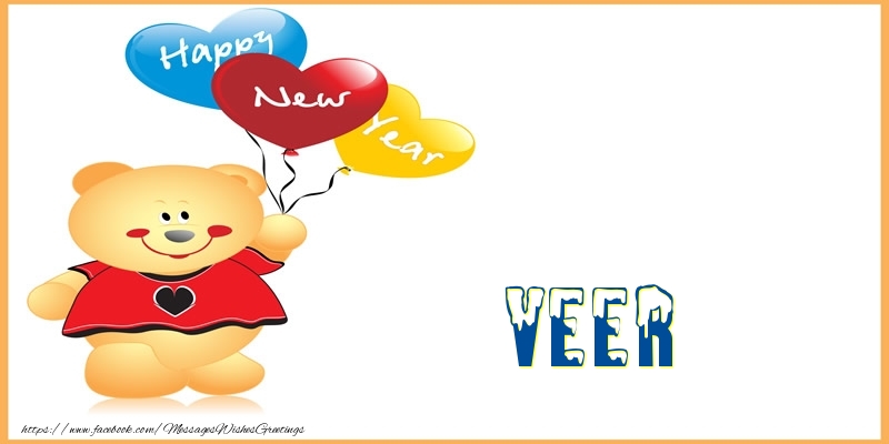 Greetings Cards for New Year - Happy New Year Veer!