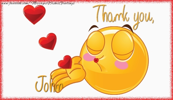 Greetings Cards Thank you - Emoji & Hearts | Thank you, John