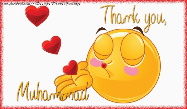 Greetings Cards Thank you - Emoji & Hearts | Thank you, Muhammad