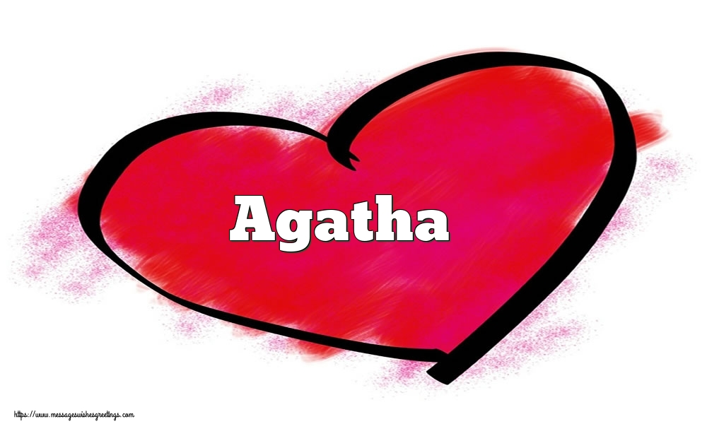 Greetings Cards for Valentine's Day - Hearts | Name Agatha in heart